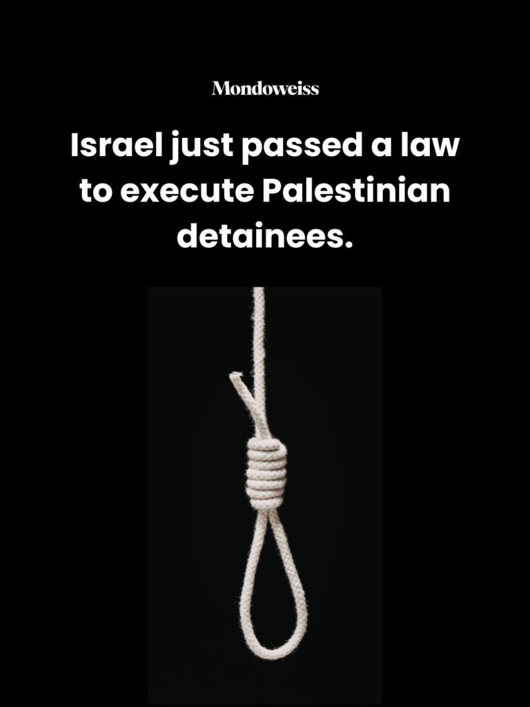 Mondoweiss Knesset stipulates death penalty for Palestinians only